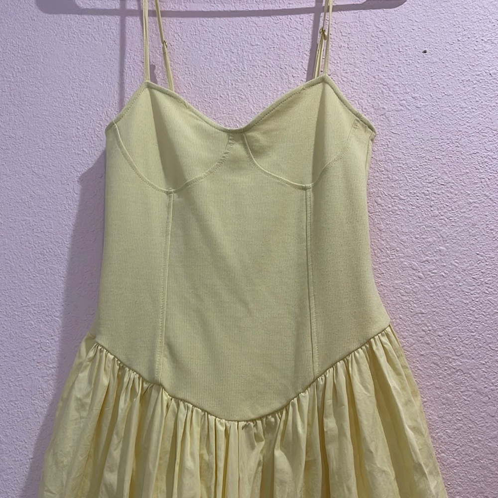 Zara Combination Poplin Corset Maxi Dress Yellow Size S - Picture 5 of 7